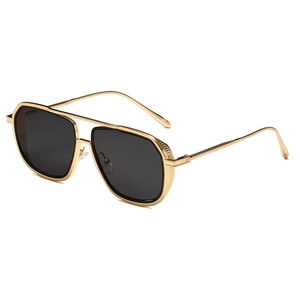 Occhiali Da Sole Quadrati Moda Montura Metallo Doppio Ponte Protezione UV400 Stile Punk Vintage Viaggi All Aperto