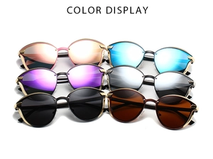 Detailed color display of oversized metal polarized sunglasses in six fashionable styles