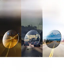 Polarized clip-on sunglasses showing day-night color changing lenses for driving visibility