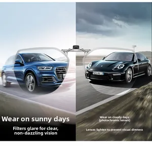 Polarized photochromic lens clip showing visual contrast for driving in sun and shade