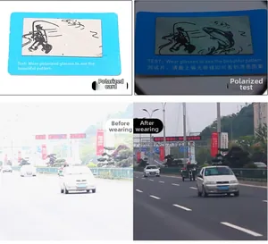 Polarized lens test kit showing glare reduction for driving and fishing usage