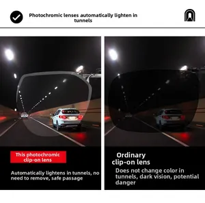 Polarized clip-on sunglasses with photochromic lenses for tunnel driving safety