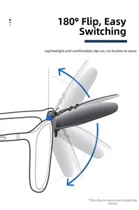 Polarized clip-on sunglasses featuring a 180-degree flip-up design for prescription eyewear