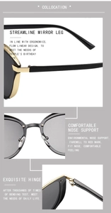 Detailed views of ergonomic temples, comfortable nose pads and durable metal hinges