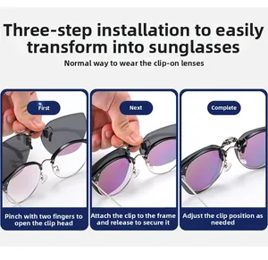 Three-step guide for clip-on polarized sunglasses with spring bridge installation