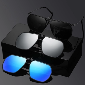 Lunettes De Soleil Polarisées À Clip Relevables Verres TAC Anti Reflet Pour Lunettes De Vue Conduite Extérieur Alliage Mixte