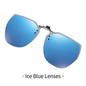 Polarized ice blue clip-on sunglasses for prescription eyewear with lightweight design