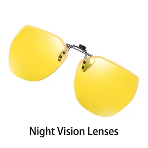 Polarized yellow night vision clip-on sunglasses for driving with lightweight large frame