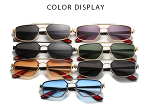 Plusieurs couleurs de lunettes de soleil aviateur en métal avec monture hexagonale rétro