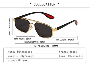 Guide des dimensions détaillées des lunettes de soleil en métal à double pont