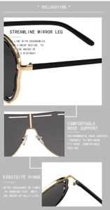 Detail view of gold alloy frame sunglasses with streamline legs and comfort nose pads