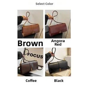 Four available colors of minimalist retro shoulder bags in grainy leather finish