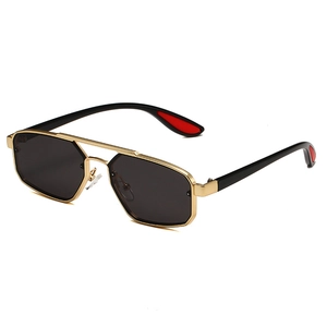 Lunettes De Soleil Polygonales Monture Métal Double Pont UV400 Hexagone Unisexe Mode Streetwear