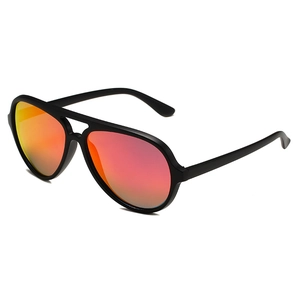 Polarized TAC aviator sunglasses with red-orange gradient mirror lenses for outdoor sports