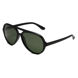 Classic aviator polarized sunglasses with matte black frame and dark lenses for outdoor sports