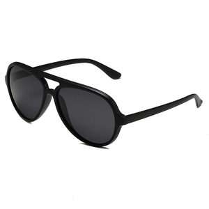 Polarized black aviator sunglasses with matte frames for fishing and outdoor running