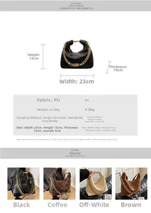 Size specifications and multi-color options of the quilted faux leather chain handbag