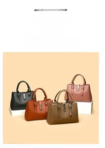 Detailed display of vintage PU leather tote bags in four colors with stitched details