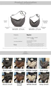 Guida alle taglie per borse trapuntate in nylon con dimensioni per modelli grandi e piccoli