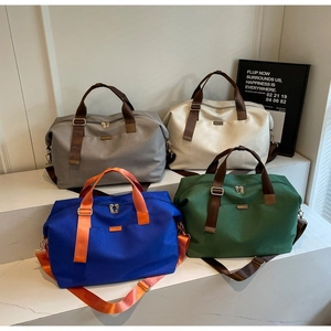 Large Capacity Canvas Travel Duffel Bag Color Block Fitness Gym Tote Women Commuting Shoulder Crossbody