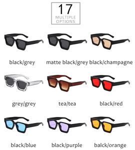 Grille de neuf lunettes de soleil carrées en PC aux couleurs variées et vibrantes