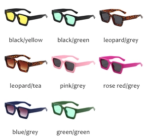 Présentation matricielle de lunettes de soleil carrées à monture épaisse en huit coloris