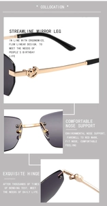 Détails des branches dorées avec motif chat et plaquettes de nez confortables sur lunettes