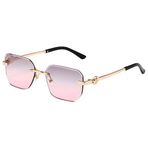 Fashion Rimless Sunglasses Multi Sided Gradient PC Lenses Metal Frame UV400 Protection Trendy Eyewear Unisex Outdoor