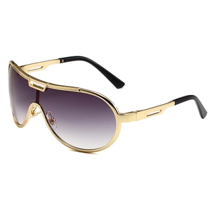 Retro oversized aviator sunglasses with gold metal frame and purple gradient lenses