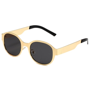 Lunettes de Soleil Ovales Rétro en Métal Femme Style Cyberpunk Industriel Protection UV400 Verres Dégradés Mode Tendance