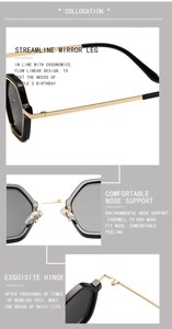Detail view of golden metal hinges and ergonomic nose pads on punk hip hop sunglasses