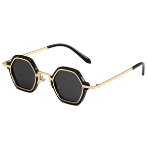 Vintage Hexagon Sunglasses Polygon Metal Frame UV400 Protection Punk Hip Hop Fashion Eyewear For Men Women