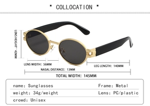 Guide de mesure détaillé pour lunettes de soleil ovales vintage avec dimensions des verres