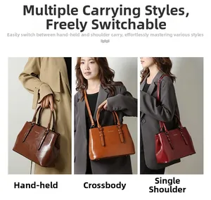 Three versatile ways to wear the large tote bag: handbag, shoulder bag, and crossbody style