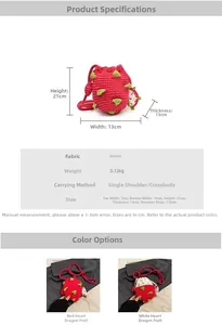 Tabella taglie borsa uncinetto pitaya con dimensioni dettagliate e specifiche materiali