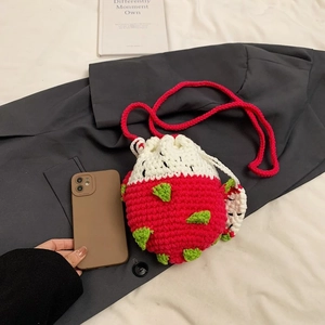 Mini borsa a tracolla all'uncinetto a forma di frutto del drago con smartphone per taglia