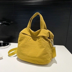 Gelbe Canvas Umhängetasche für Damen mit verstellbarem Riemen und großem Fassungsvermögen
