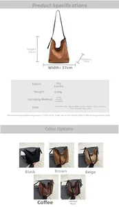 Size guide for matte PU hobo bag showing dimensions and crossbody strap length details