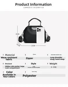 Detailed view of black nylon handbag dimensions 22x16x11cm with adjustable shoulder strap