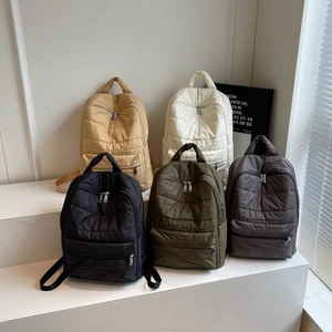 Fashion Women Quilted Puffer Backpack Nylon Padded Lightweight Large Capacity Casual Travel School Bag For Lady
