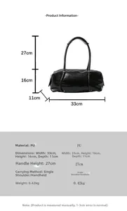 Detailed size specifications for the PU leather Boston bag with 33cm width dimensions