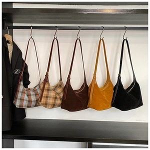 Sac À Épaule Hobo Vintage En Daim Givré Et Plaid Sac À Main Bandoulière Grande Capacité Pour Femmes Rétro Décontracté Quotidien