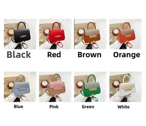 Collage of PU leather Kelly bags in eight colors featuring wave pattern and gold clasps