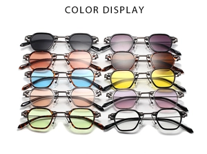 Plusieurs couleurs de lunettes de soleil hexagonales rétro à petites montures en métal