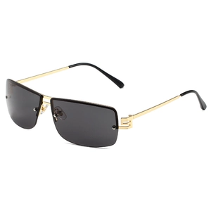 Rimless Rectangular Sunglasses For Women Y2K Fashion Metal Frame Gradient PC Lens UV400 Protection Square Tinted Shades