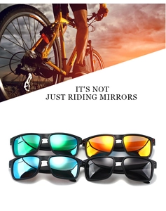 Polarized sports sunglasses in four vivid lens colors for outdoor cycling and racing