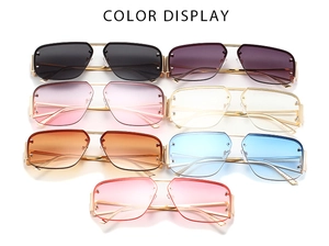Variety of pilot sunglasses with rimless metal frames and seven colorful gradient lenses