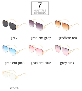 Macro display of seven color variants for oversized half-frame pilot sunglasses