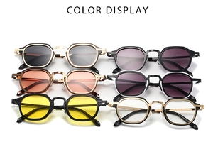 Detailed color display of six vintage steampunk sunglasses in a 2x3 grid matrix