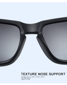 Macro detail of ergonomic matte black nose pads on polarized sports sunglasses